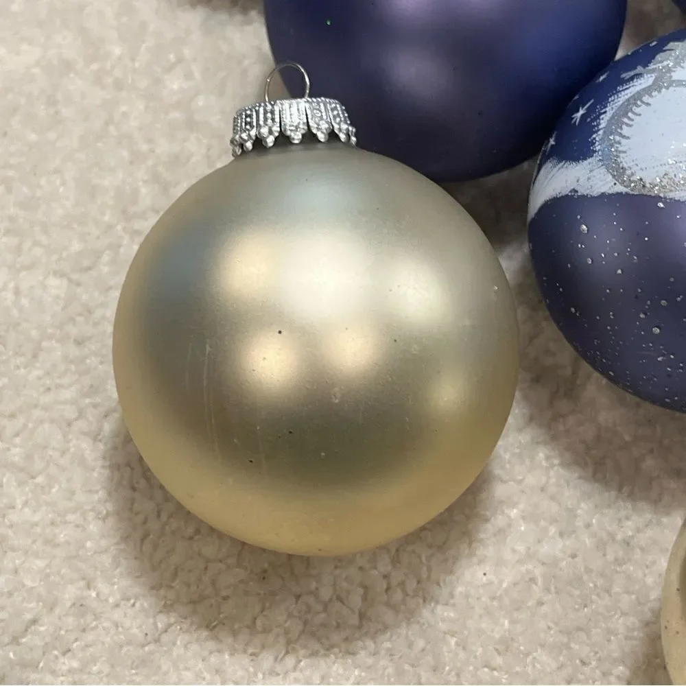 Christmas by Krebs 12-Piece Periwinkle Blue Silver Glass Ornament Set Vintage